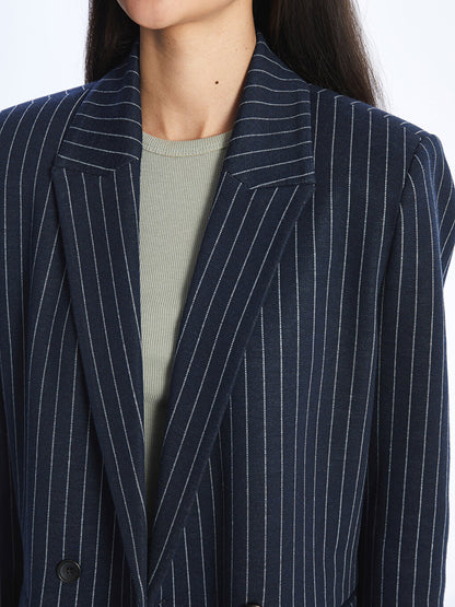 Striped Long Sleeve Women's Blazer Jacket