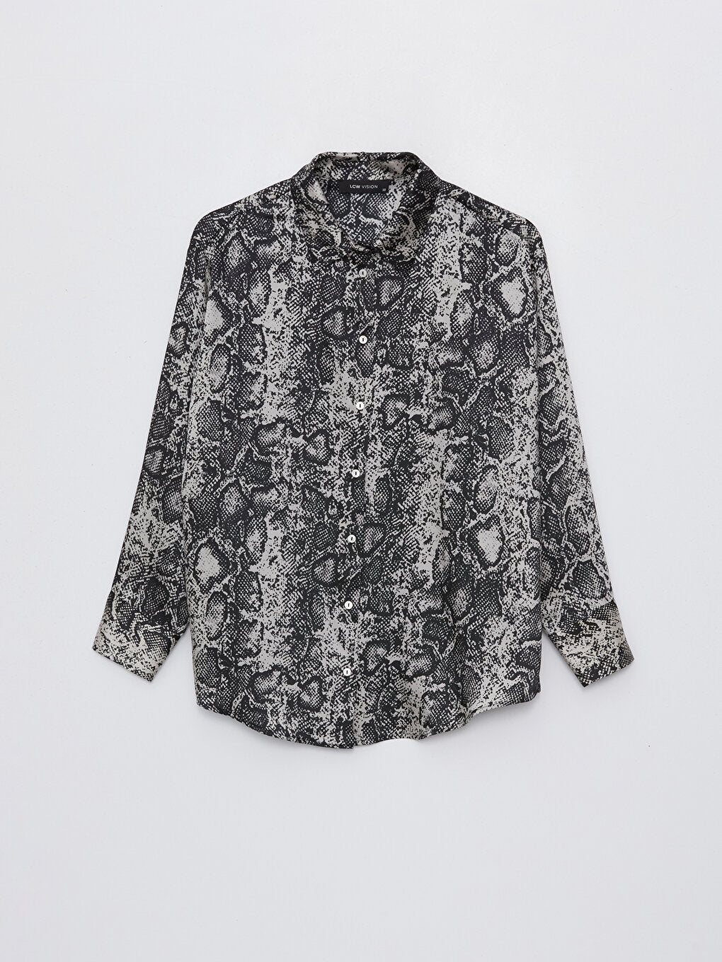 Patterned Long Sleeve Oversize Satin Women's Shirt