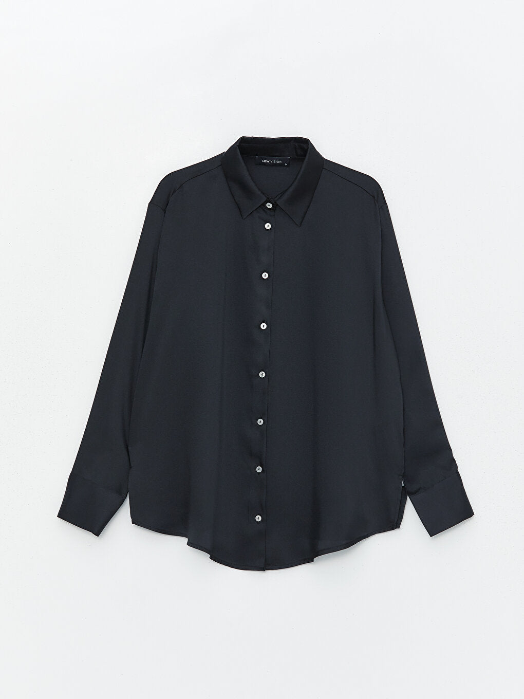 Plain Long Sleeve Oversize Satin Women's Shirt