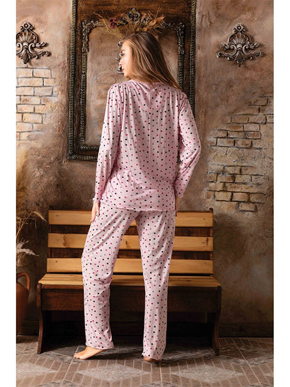 Embroidery Detailed V-Neck Women's Pajama Set