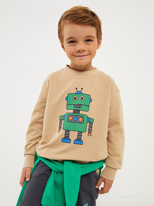 Crew Neck Long Sleeve Printed Baby Boy Sweatshirt