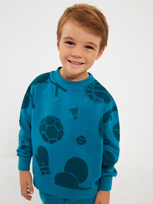 Crew Neck Long Sleeve Printed Baby Boy Sweatshirt