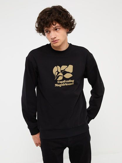 Crew Neck Long Sleeve Printed Men's Sweatshirt