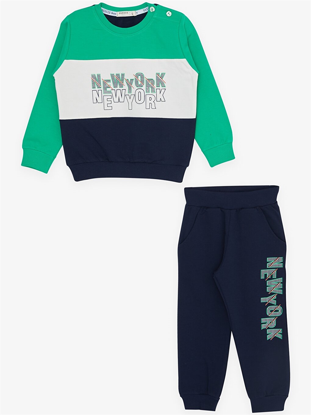 Crew Neck Long Sleeve Printed Baby Boy 2 Piece Set