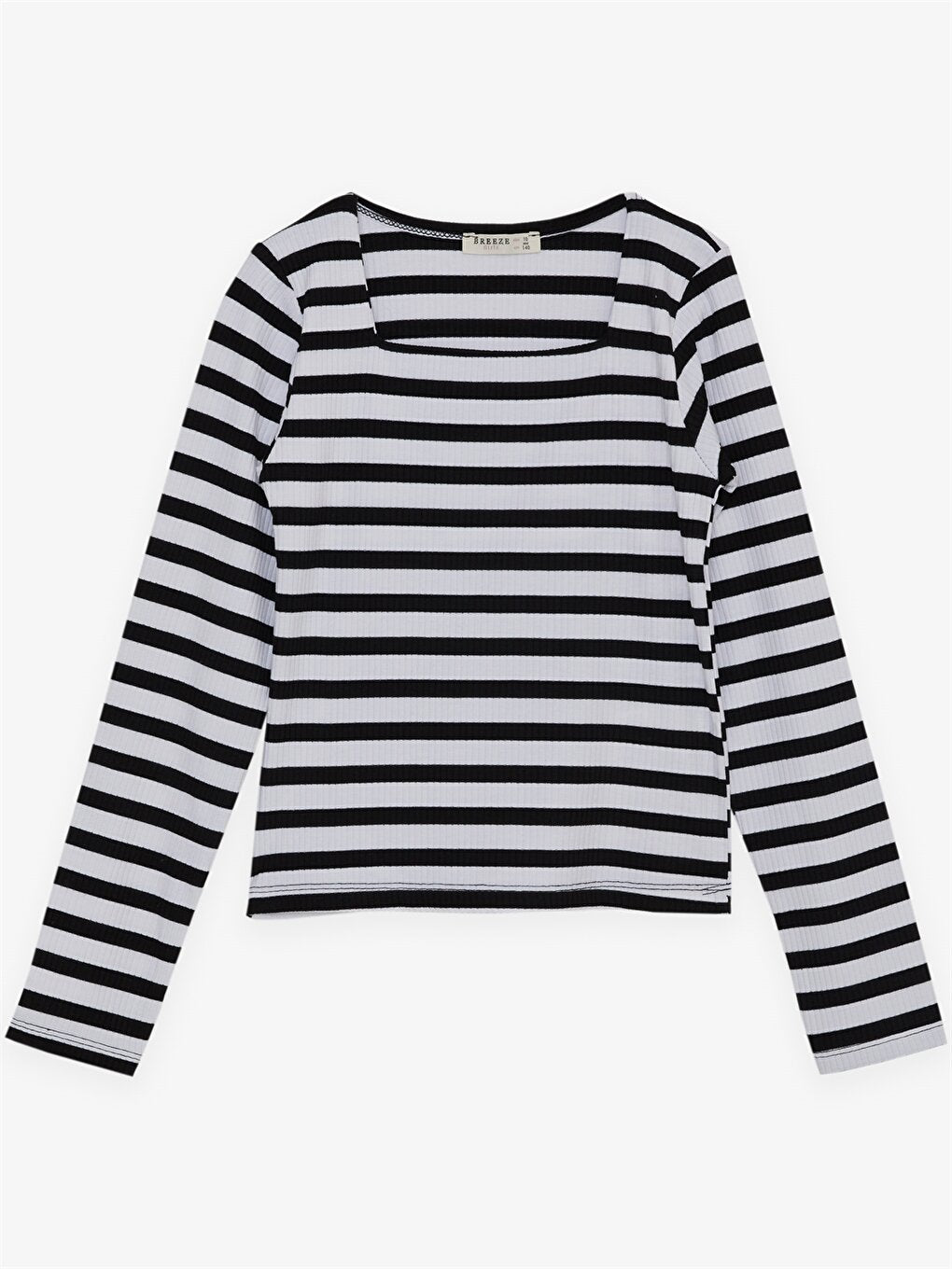 Square Neck Striped Girl's T-Shirt