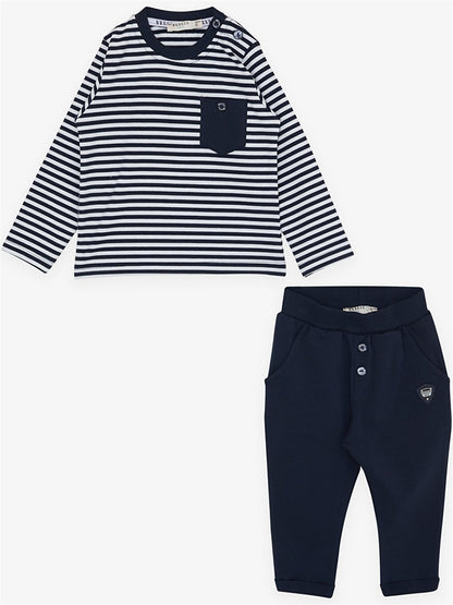 Crew Neck Long Sleeve Baby Boy 2 Piece Set