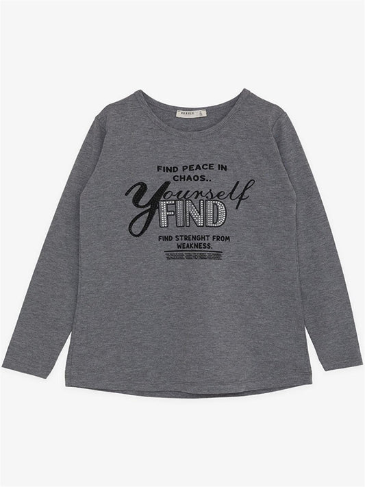 Crew Neck Long Sleeve Girls' T-Shirt