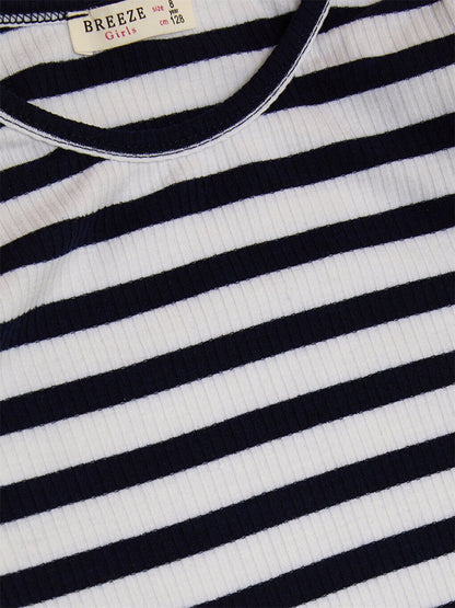 Crew Neck Striped Girl's T-Shirt