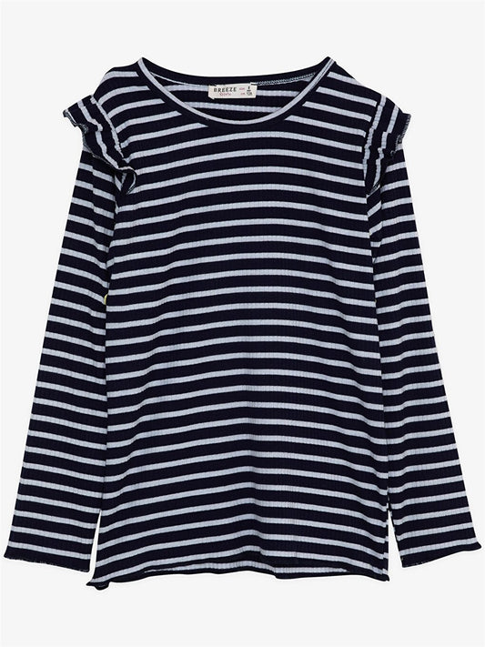 Crew Neck Striped Girl's T-Shirt