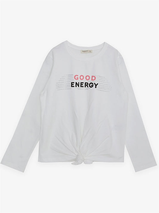 Crew Neck Printed Long Sleeve Girls' T-Shirt