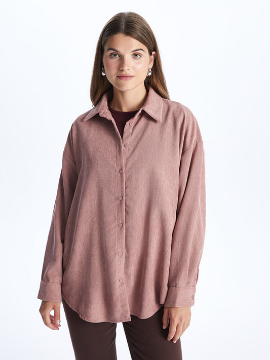 Plain Long Sleeve Velvet Women's Shirt