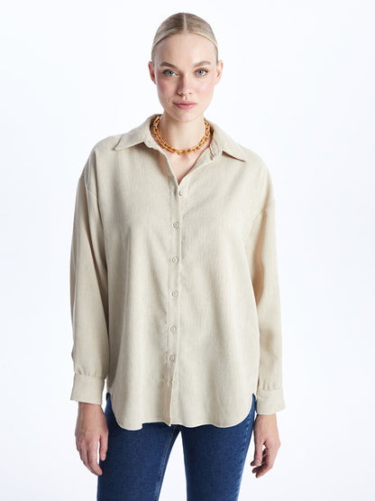 Plain Long Sleeve Velvet Women's Shirt