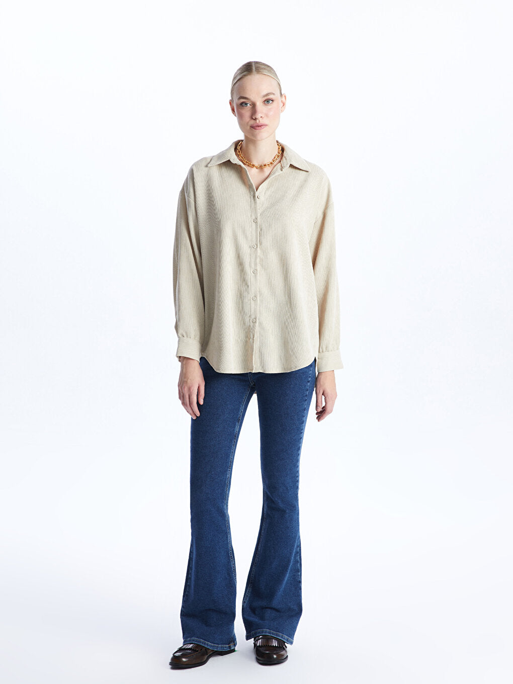 Plain Long Sleeve Velvet Women's Shirt