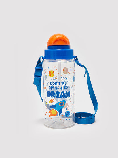 Printed Children's Water Bottle with Straw 500 Ml