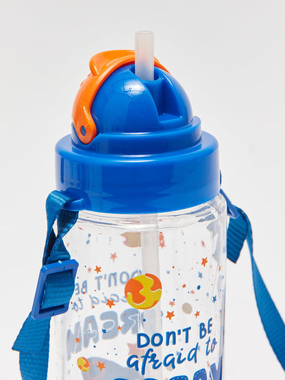 Printed Children's Water Bottle with Straw 500 Ml