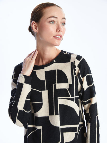 Crew Neck Patterned Long Sleeve Women's Tunic