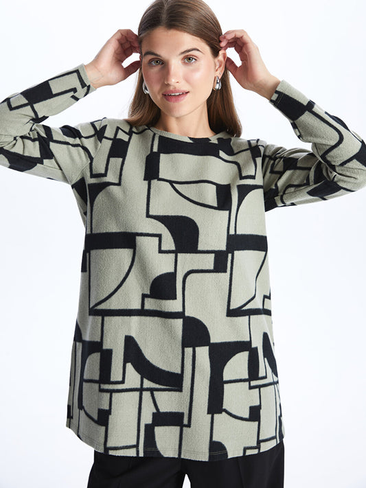 Crew Neck Patterned Long Sleeve Women's Tunic