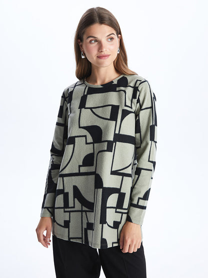 Crew Neck Patterned Long Sleeve Women's Tunic