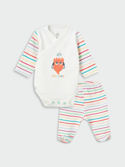 V-Neck Long Sleeve Printed Baby Boy Suit