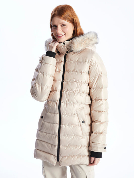 Women's Hooded Plain Puffer Coat