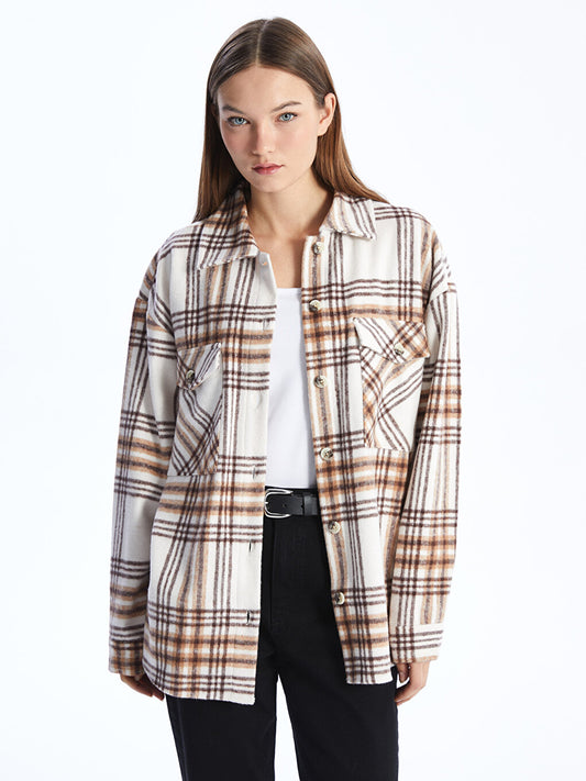 Plaid Long Sleeve Oversize Women's Shirt Jacket