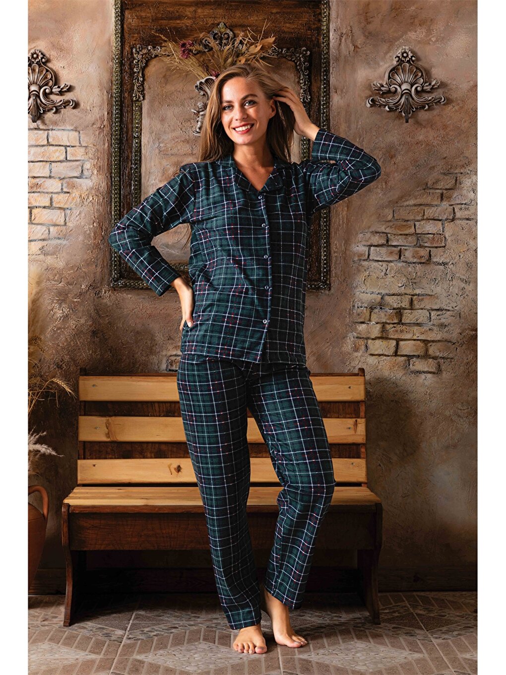 Shirt Collar Women's Pajama Set