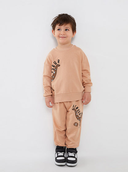 Crew Neck Printed Baby Boy 2-Piece Set