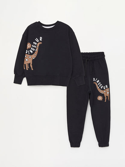 Crew Neck Printed Baby Boy 2-Piece Set