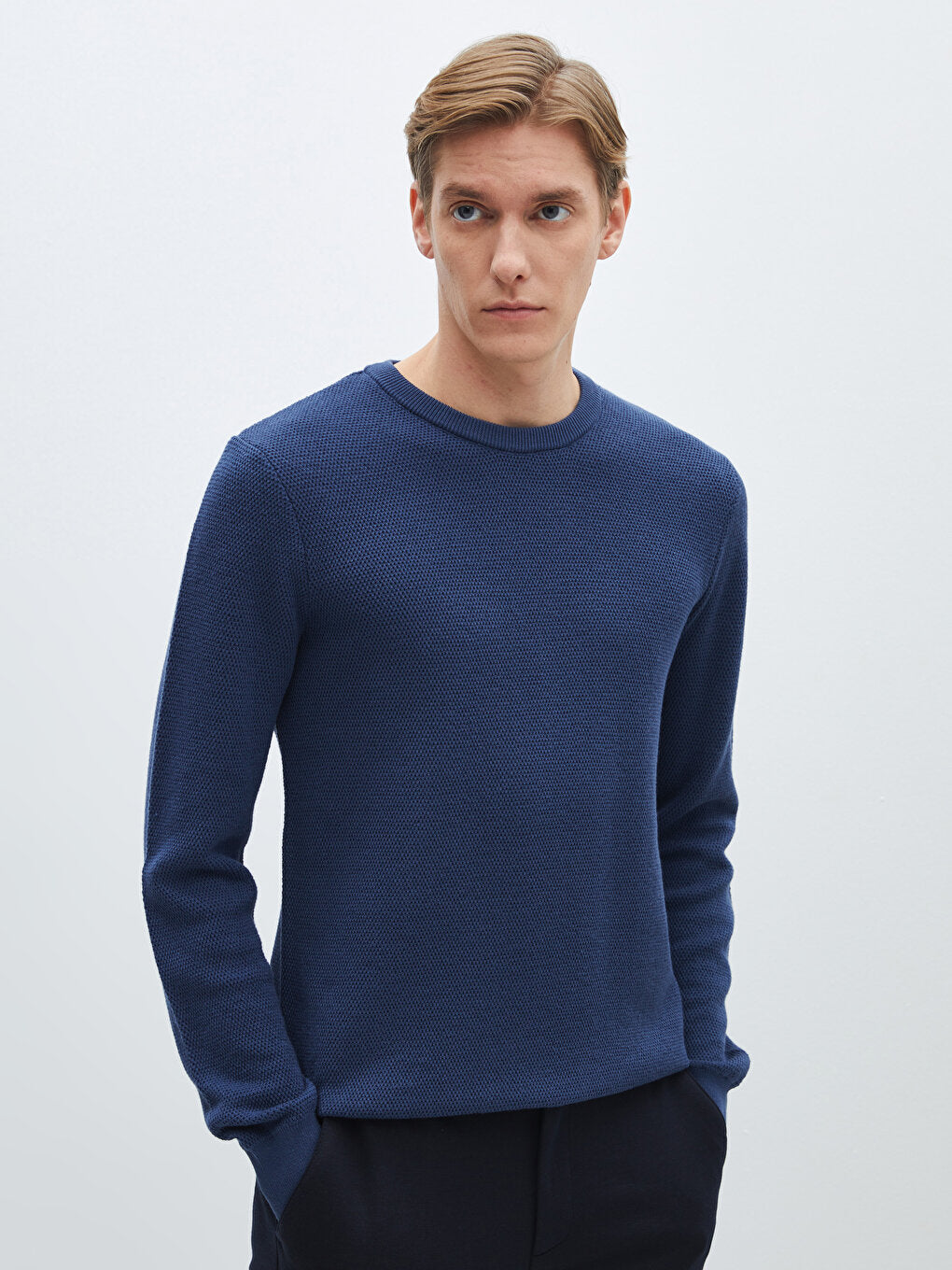 Crew Neck Long Sleeve Men's Knitwear Sweater