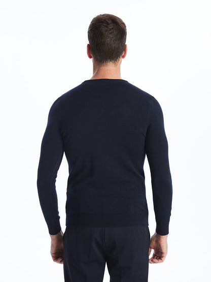 Crew Neck Long Sleeve Men's Knitwear Sweater