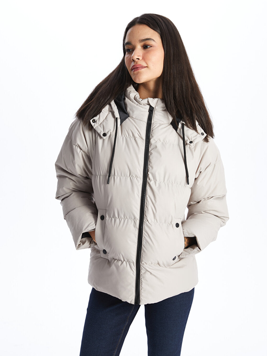 Women's Hooded Plain Puffer Coat