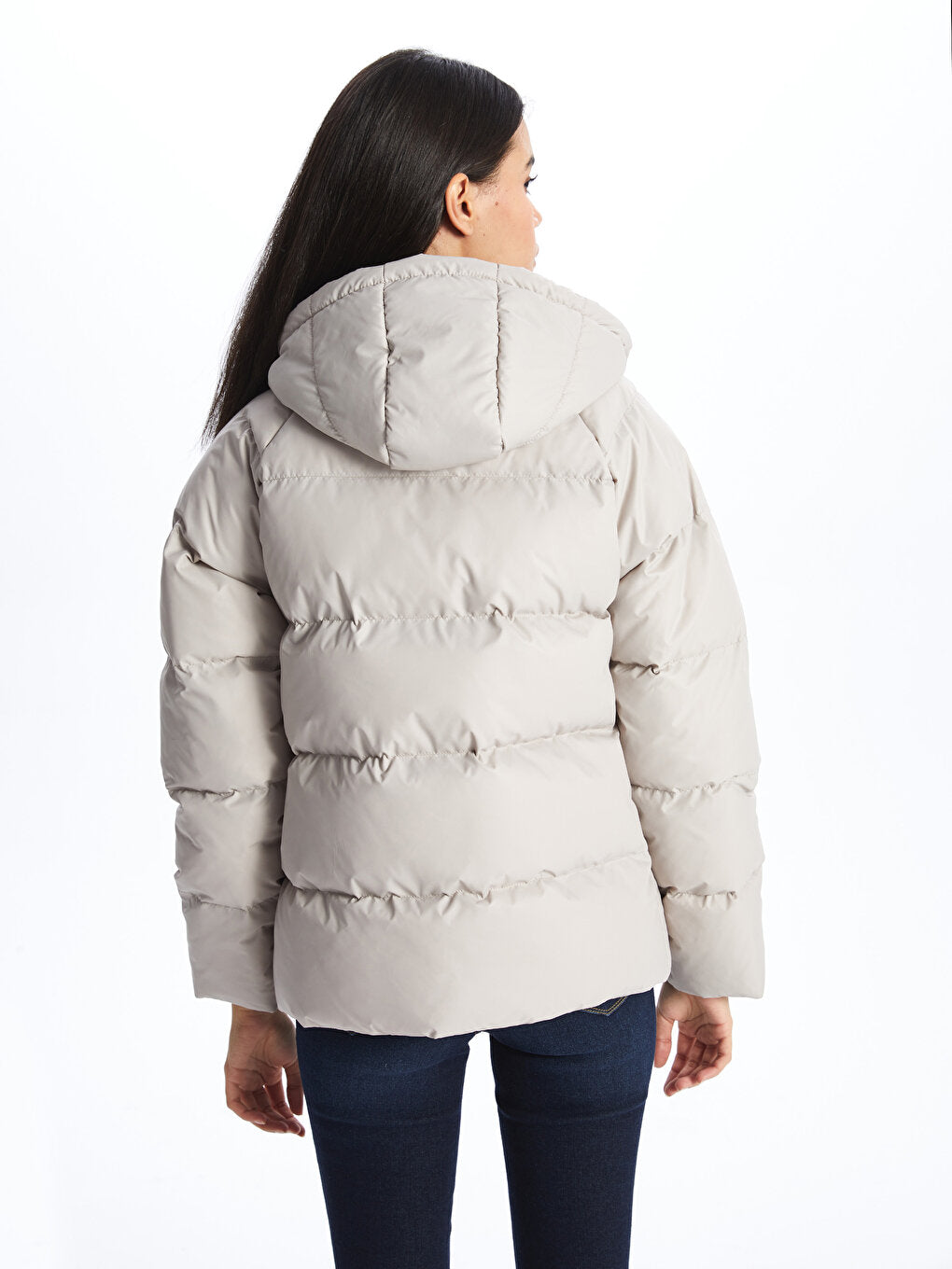 Women's Hooded Plain Puffer Coat