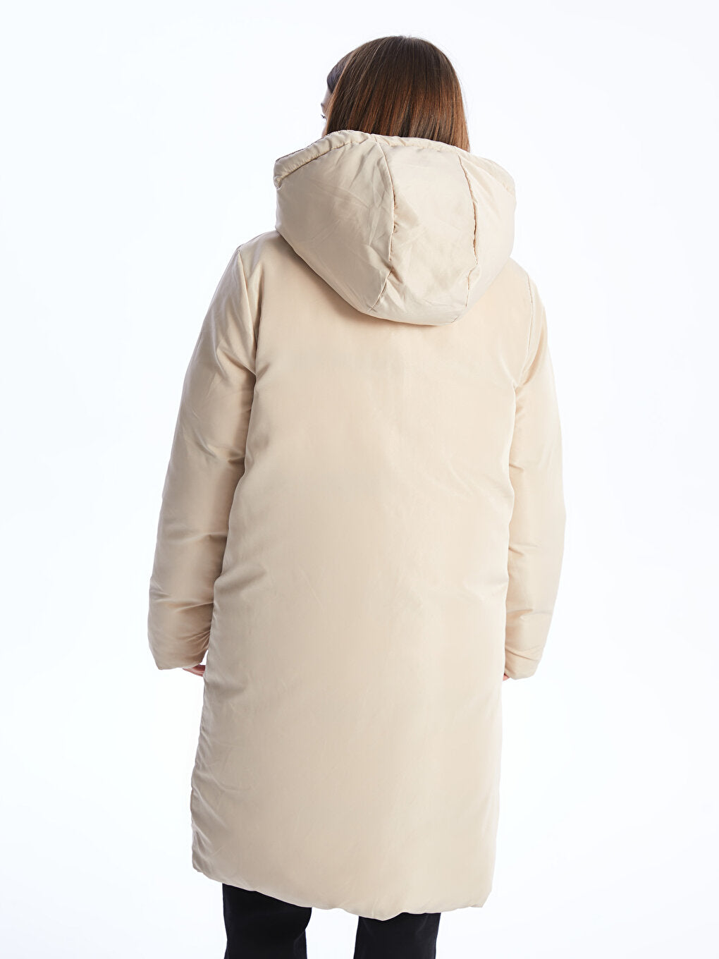 Hooded Plain Double Sided Women's Puffer Coat