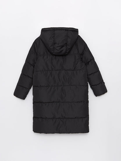 Hooded Plain Double Sided Women's Puffer Coat