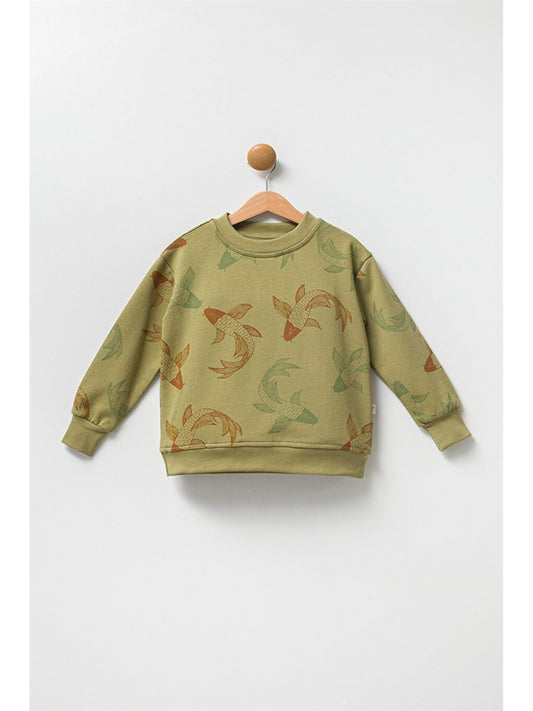 Crew Neck Printed Long Sleeve Baby Boy Sweatshirt