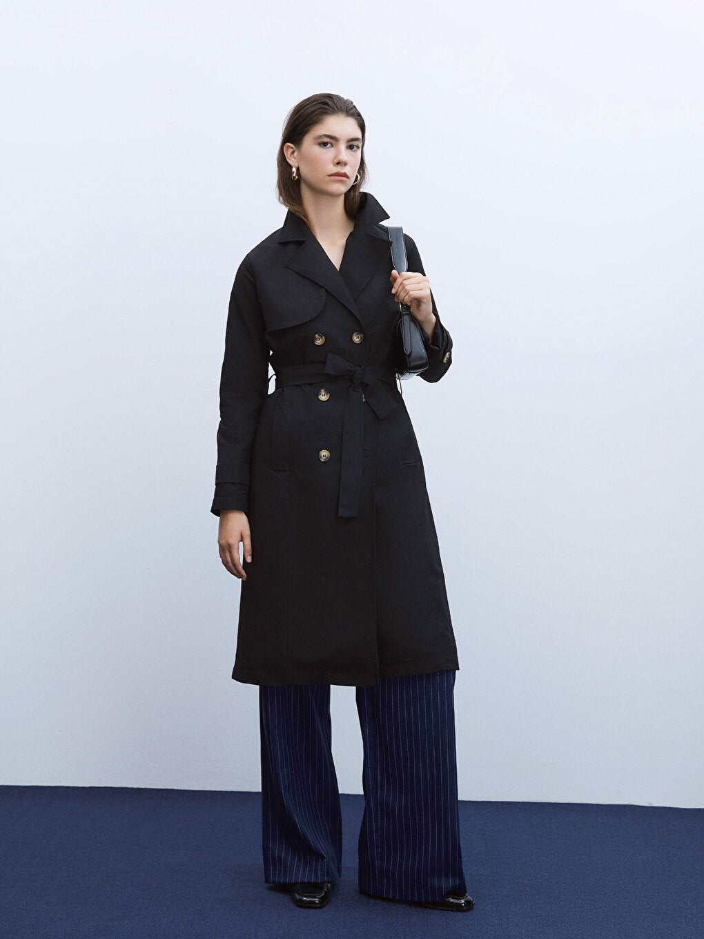 Women's Jacket Collar Plain Trench Coat