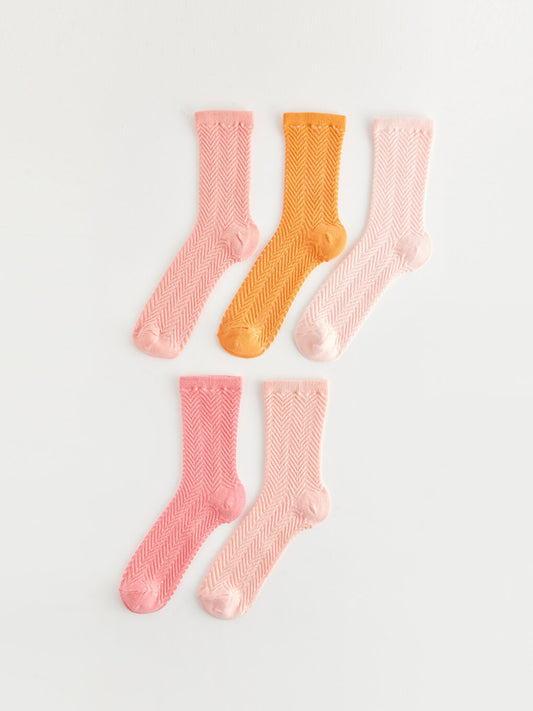 Self Patterned Women's Socks Pack of 5