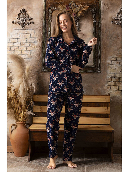 Shirt Collar Women's Pajama Set