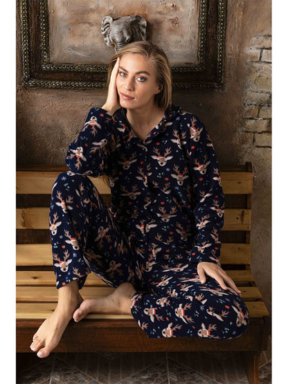 Shirt Collar Women's Pajama Set