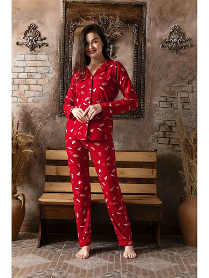 Shirt Collar Women's Pajama Set