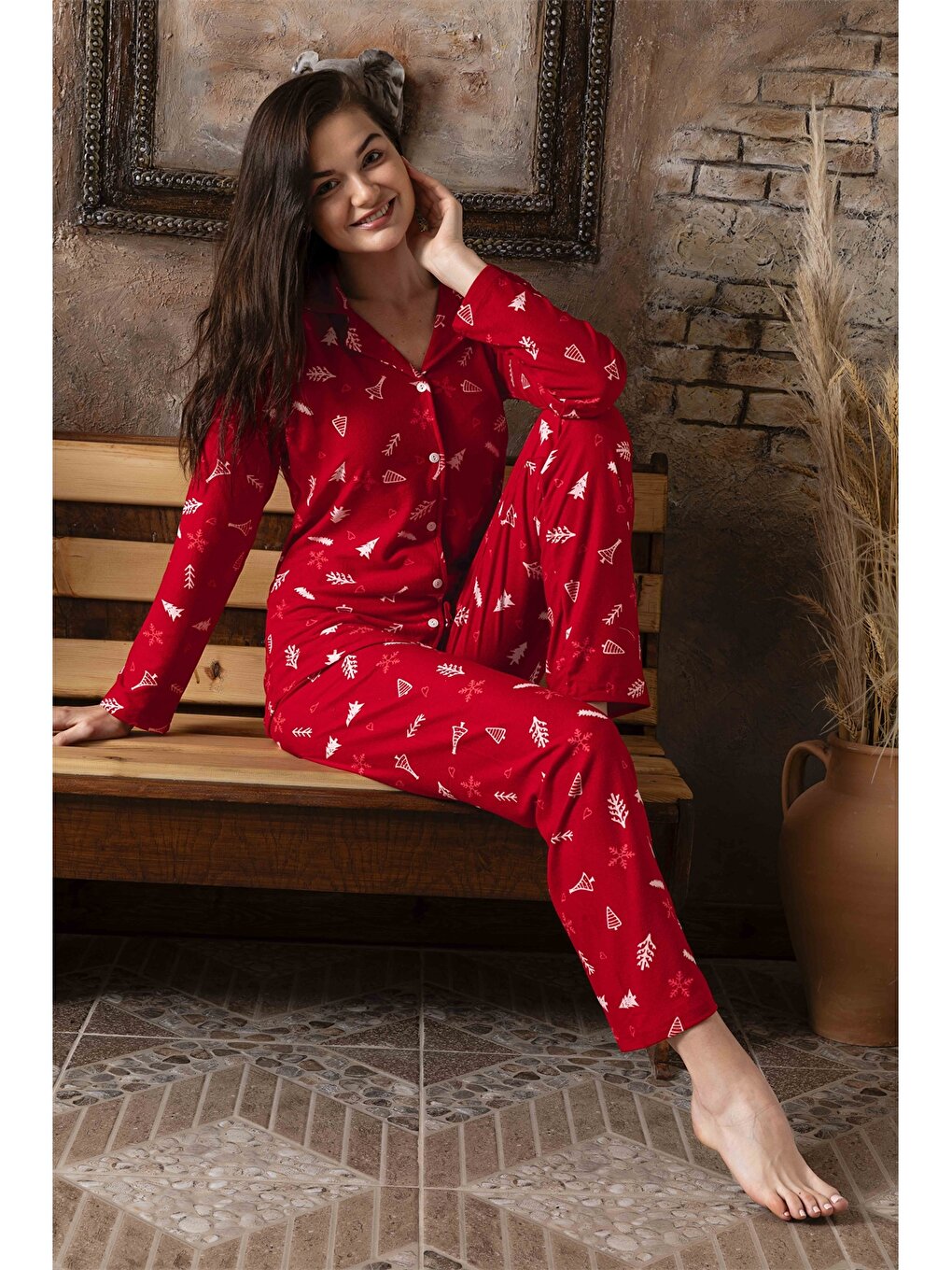 Shirt Collar Women's Pajama Set