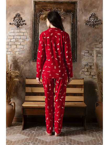 Shirt Collar Women's Pajama Set