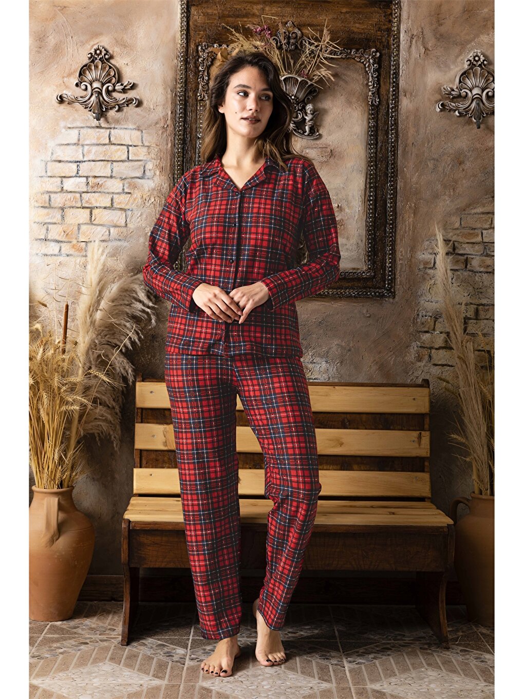 Shirt Collar Women's Pajama Set