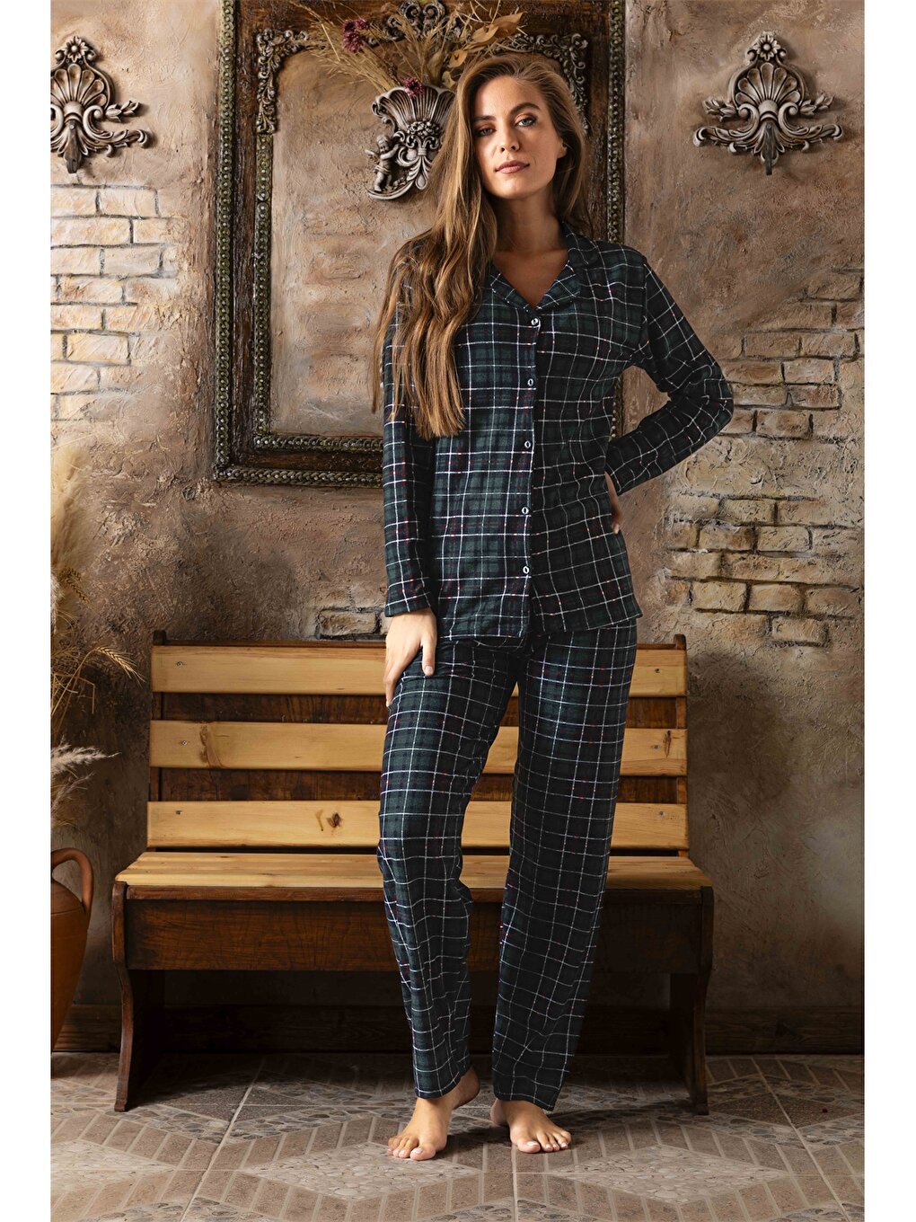 Shirt Collar Women's Pajama Set