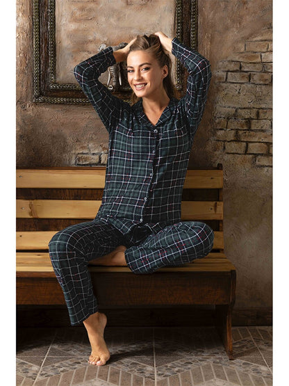 Shirt Collar Women's Pajama Set