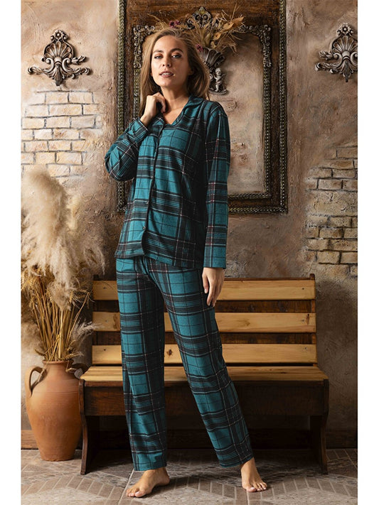 Shirt Collar Women's Pajama Set