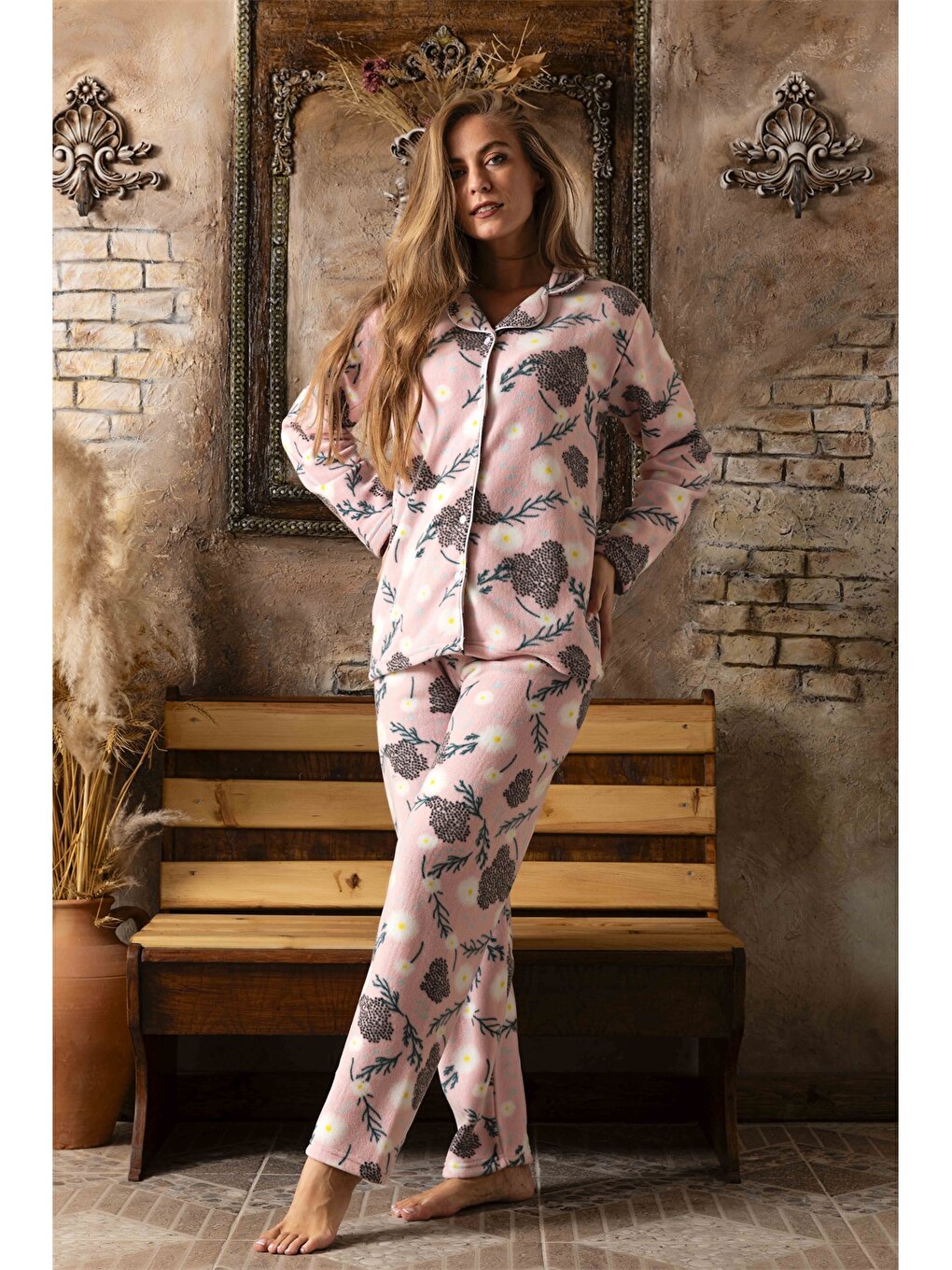 Shirt Collar Women's Pajama Set