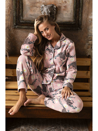 Shirt Collar Women's Pajama Set