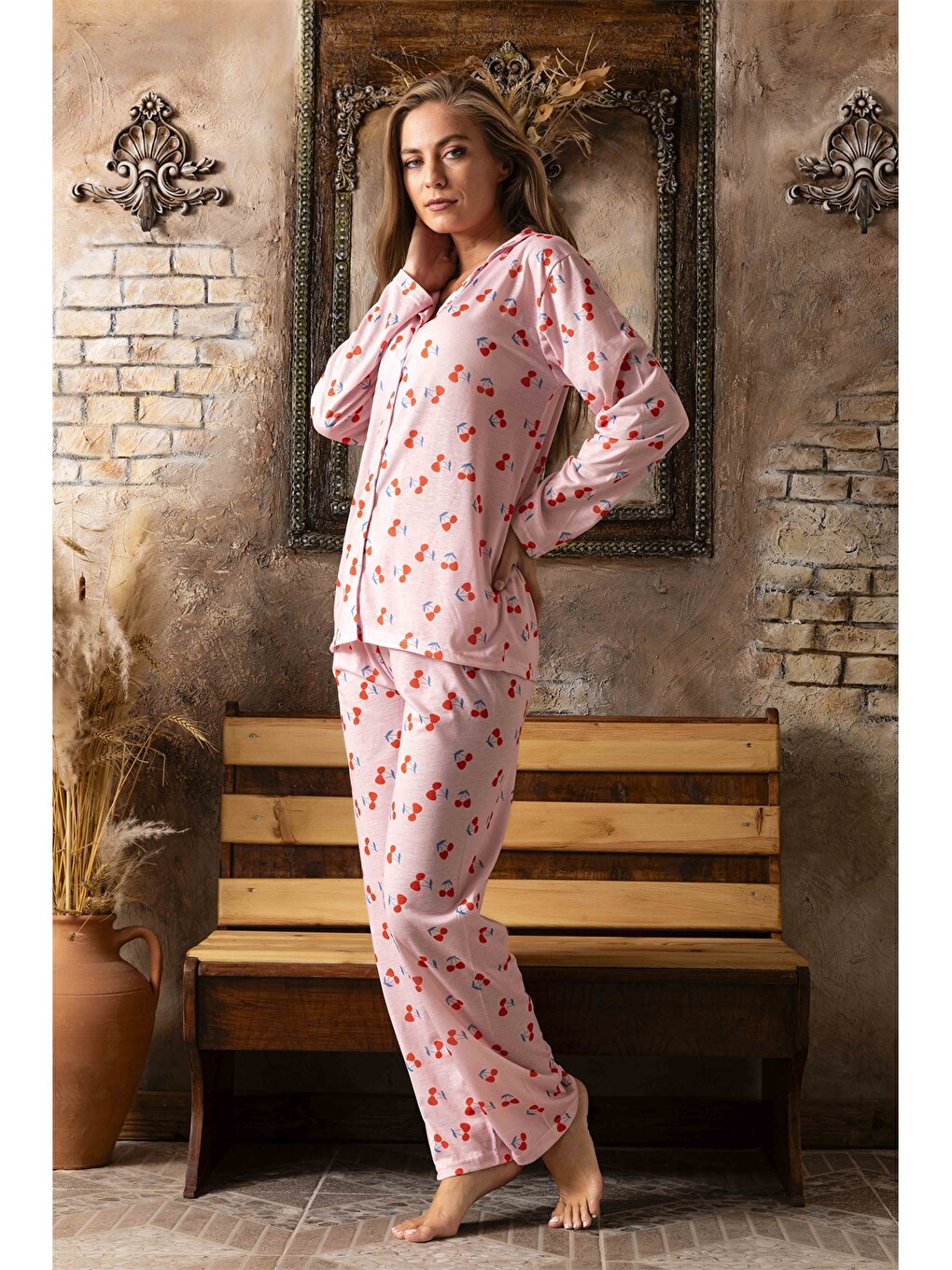 Shirt Collar Women's Pajama Set