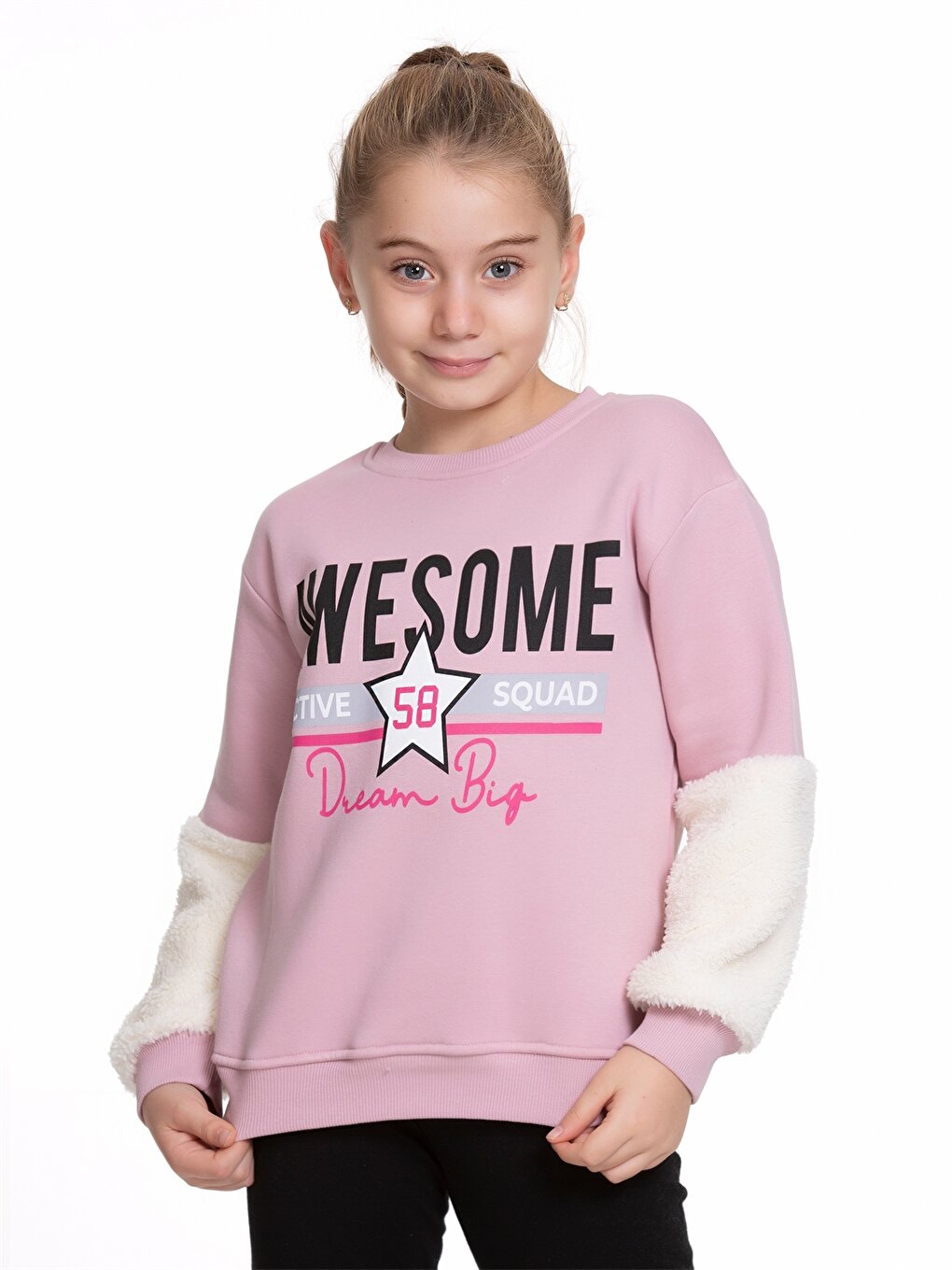 Crew Neck Printed Long Sleeve Girl's Sweatshirt